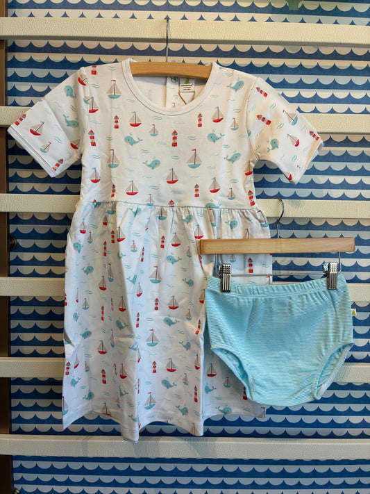 Sailing Short Sleeve Dress with Bloomers