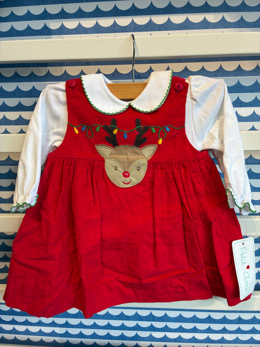 Reindeer Face Applique Dress