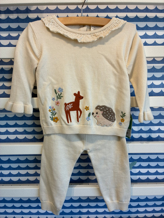 Woodland Emb. Sweater Set