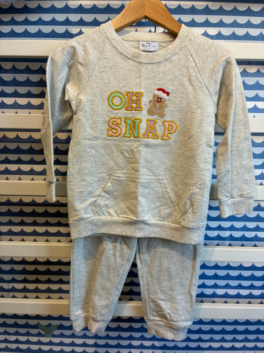 Grey Sweatsuit w/Gingerbread Applique