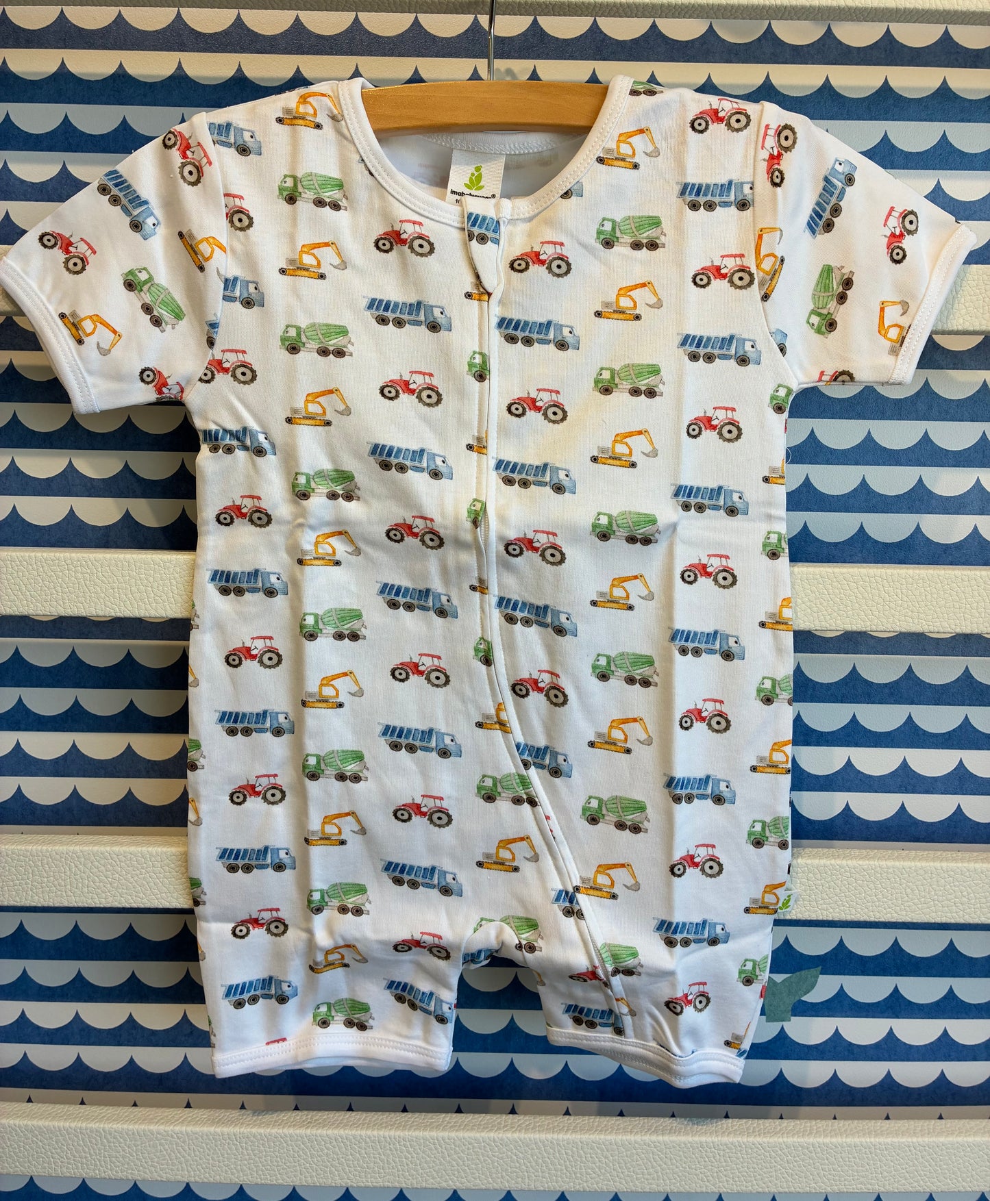 Colorful Trucks Short Sleeve Zipsuit Romper