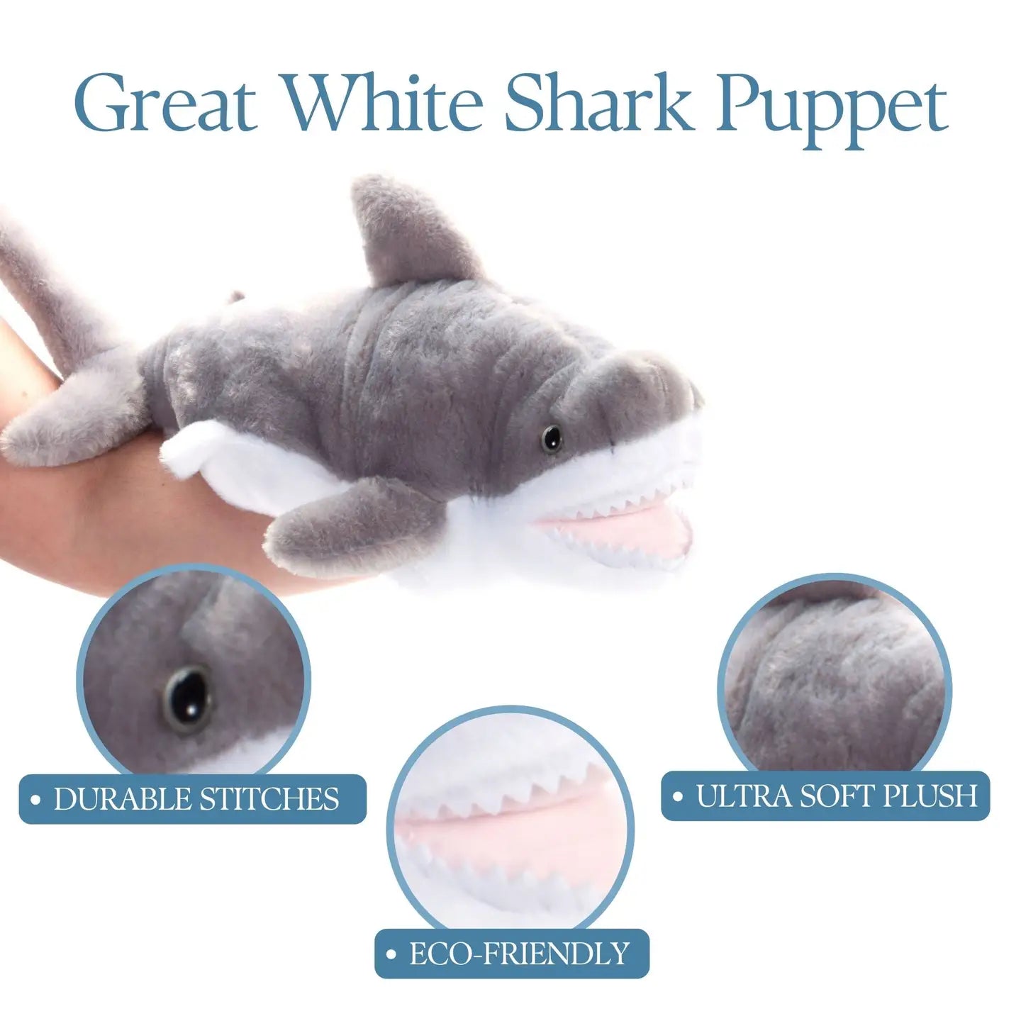 19" (48cm) Interactive Puppet Great White Shark