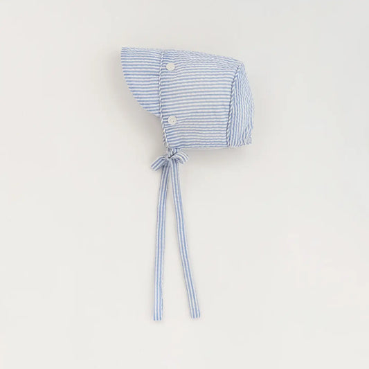 Blue Stripe Seersucker Bonnet Baby