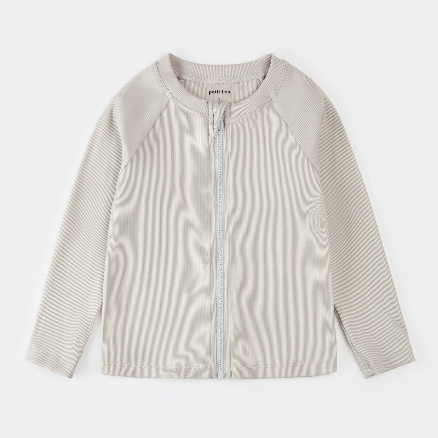 Ribbed Light Grey Full Zip Rashguard
