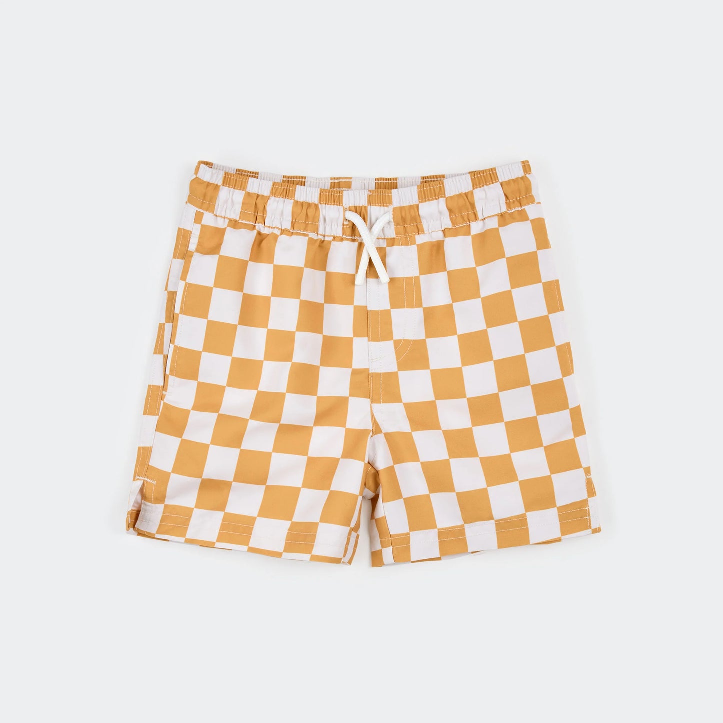 Orange Checkerboard Swim Trunks