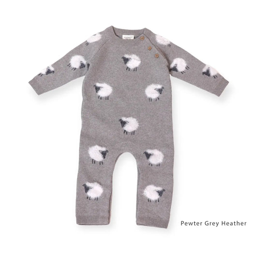Furry Sheep 3D Jacquard Sweater Knit Baby Jumpsuit (Organic)