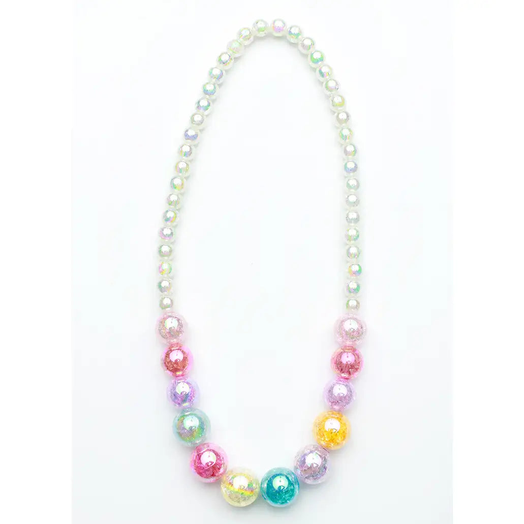 White Watercolor Beaded Necklace