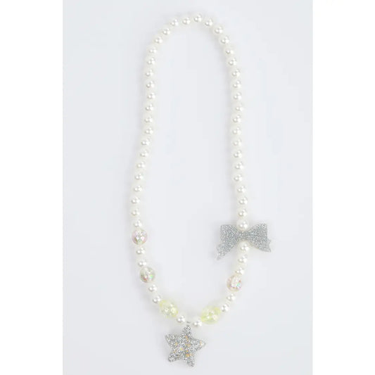 Pearl Glitter Star Beaded Necklace