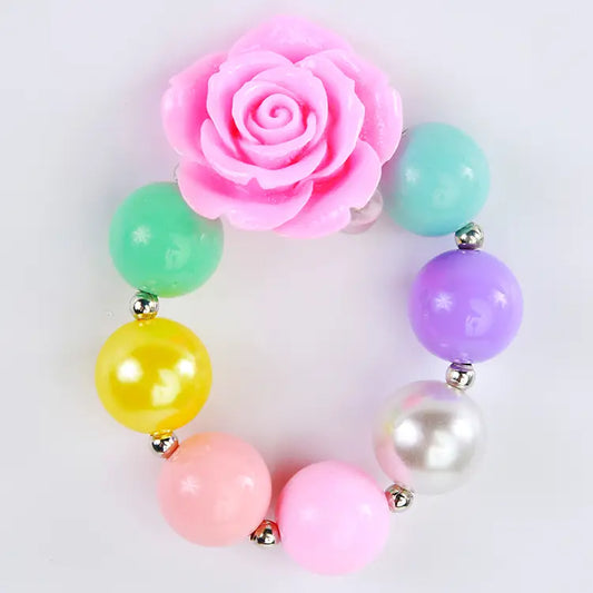 Chunky Beaded Rose Bracelet