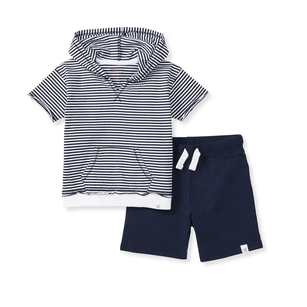 Hooded Top & Shorts Set Classic Stripe