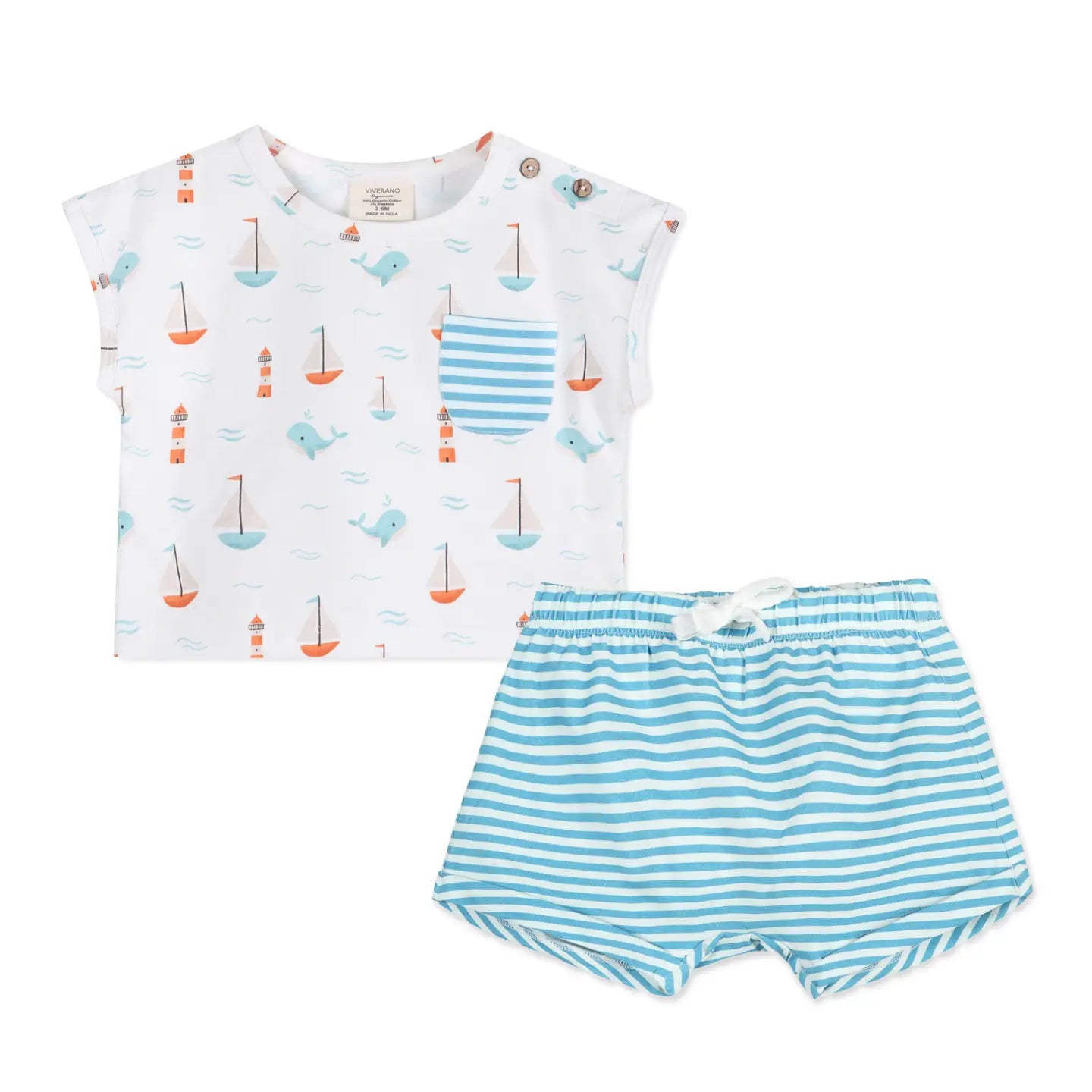 Sailboat Whales Baby Tee & Shorts Set