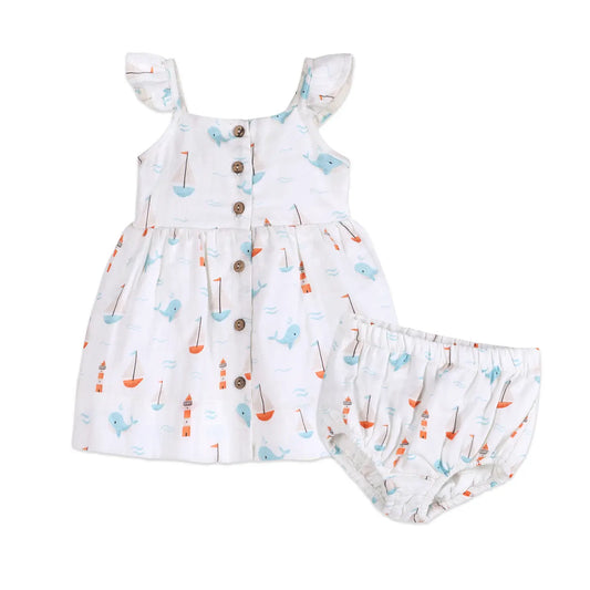 Sailboat Baby Dress + Bloomer