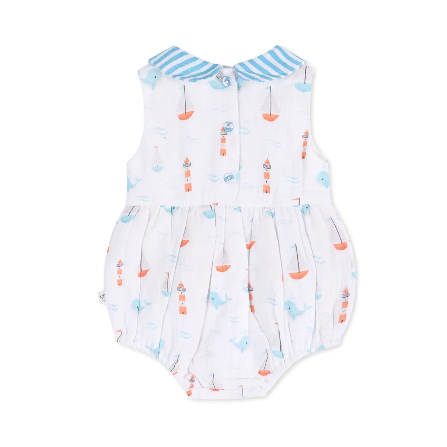 Sailboat Whales Baby Bubble Romper + Headband