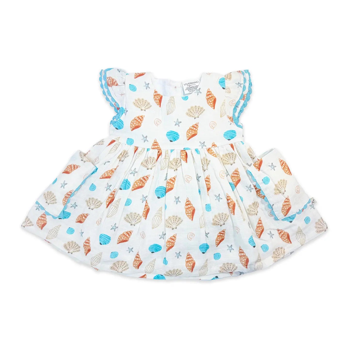 Seashell Pocket Baby Dress + Bloomer
