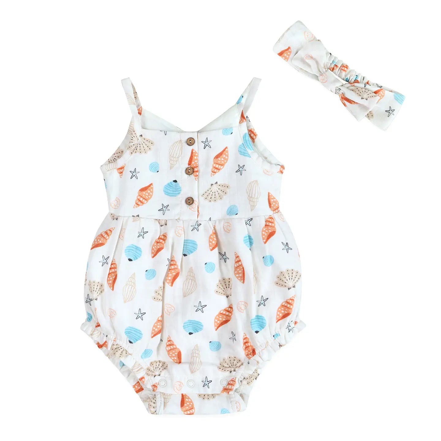 Seashell Baby Romper & Headband Set
