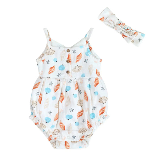 Seashell Baby Romper & Headband Set