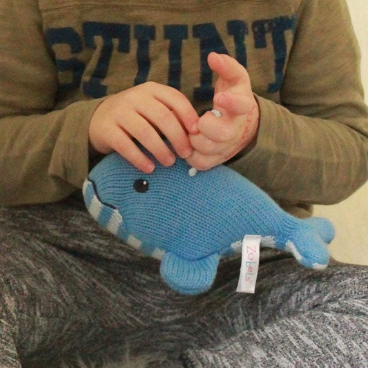 Wally the Whale Knit Doll 7” Rattle