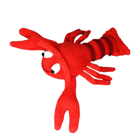 Larry the Lobster  Knit Rattle 7” Rattle