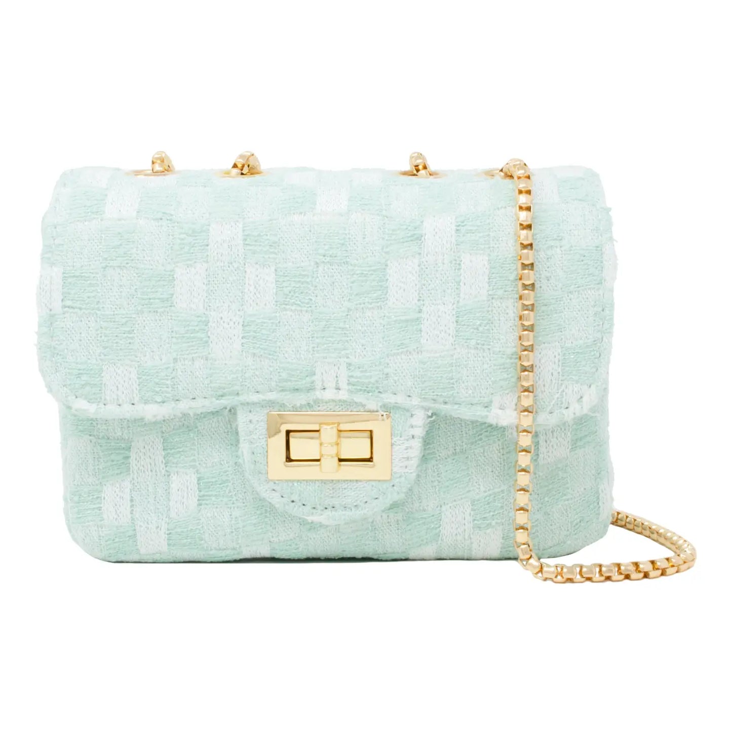 Classic Checkered Tweed Handbag