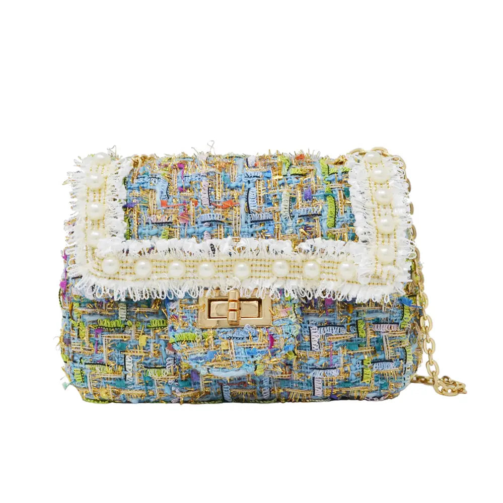 Classic Tweed Handbag with Pearls