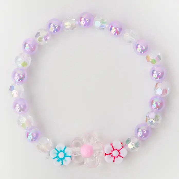 Clear Purple Flower Bracelet