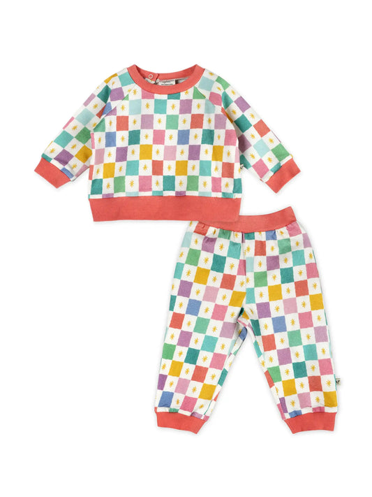 Colorful Checks Baby Sweatshirt & Jogger (Organic Fleece)