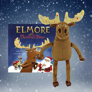 Elmore the Christmas Moose 14" Plush & Hardcover Book Set
