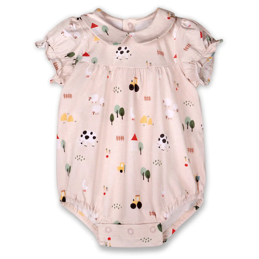 Farm Peter Pan Collar Baby Bubble Romper (Organic Jersey)