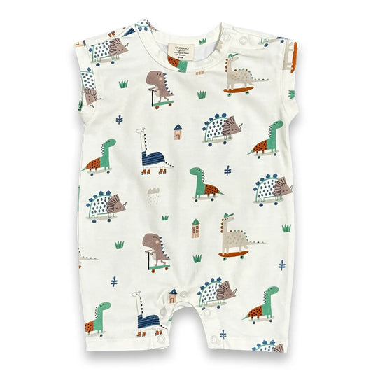 Skater Dino Muscle Shortie Baby Romper (Organic Jersey)