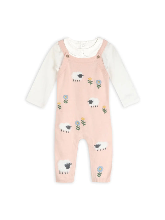 Lamb Cozy Knit Baby Overall Set