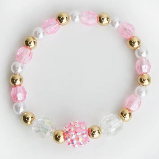 Pink and Gold Beaded Bracelet