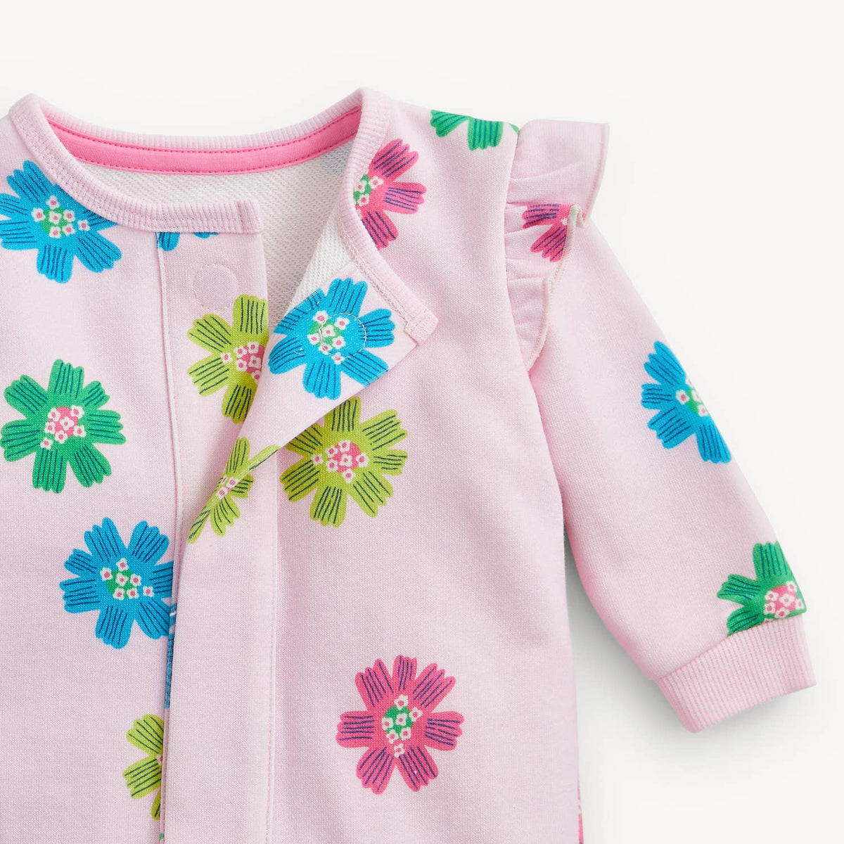 PINK FLORAL FRENCH TERRY GIRLS ROMPER