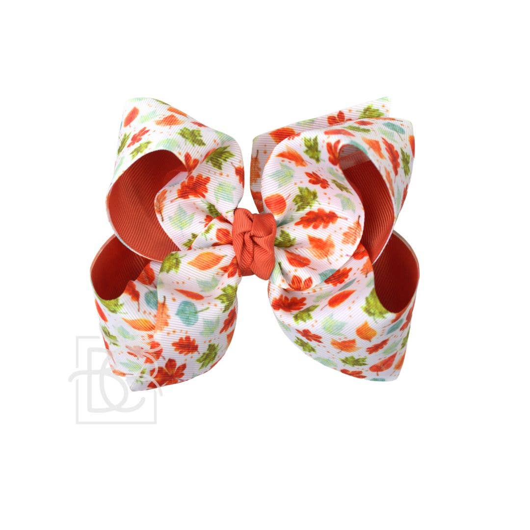 Layered Fall Leaves Bow on Alligator Clip