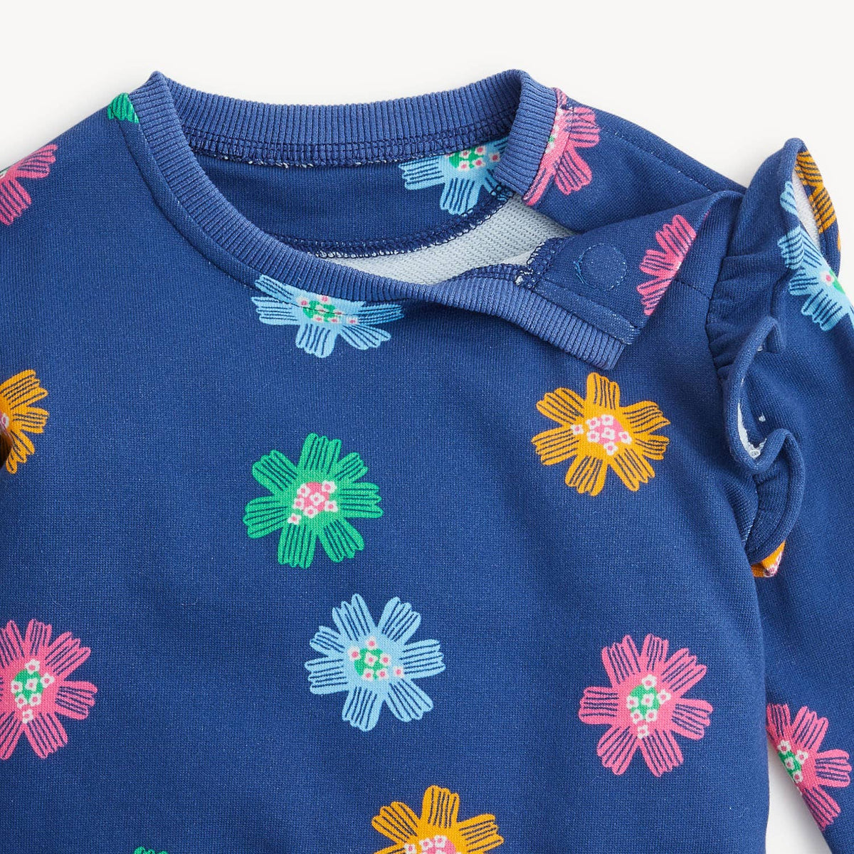 NAVY FLORAL FRENCH TERRY GIRLS TOP/PANT SET