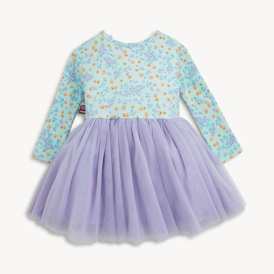 WAFFLE GREEN FLORAL BABY GIRLS TUTU DRESS