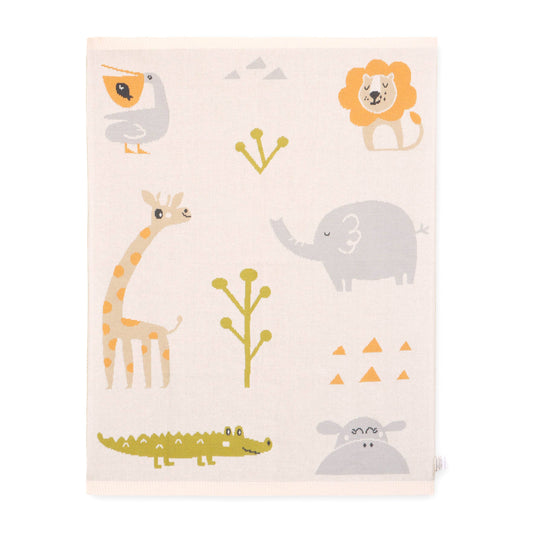 Viverano Organics - Jungle Friends - Jacquard Sweater Knit Baby Blankets