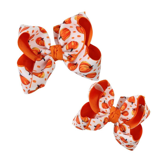 Layered Pumpkin Grosgrain Hair Bow