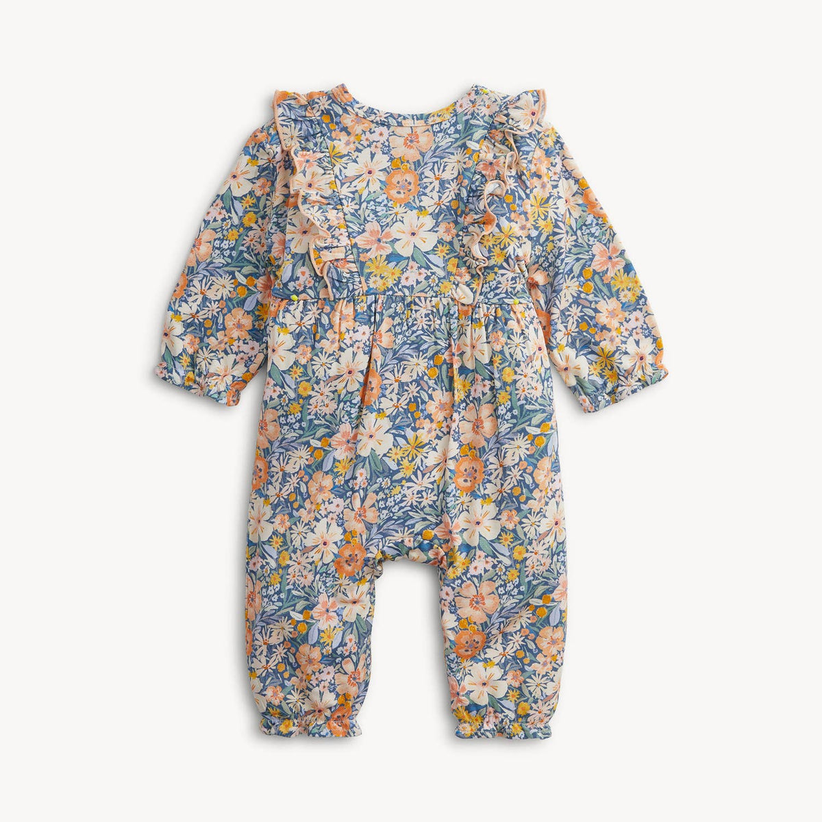 FLORA MODAL BABY GIRLS L/S RUFFLE ROMPER
