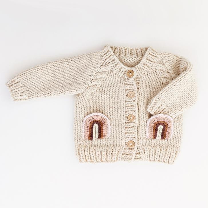 Mauve Rainbow Pocket Knit Cardigan Sweater