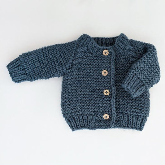 Slate Garter Stitch Knit Cardigan