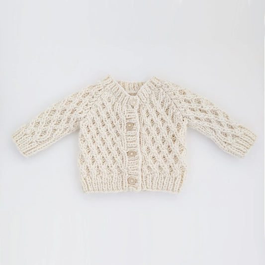Natural Waffle Stich Cardigan Sweater